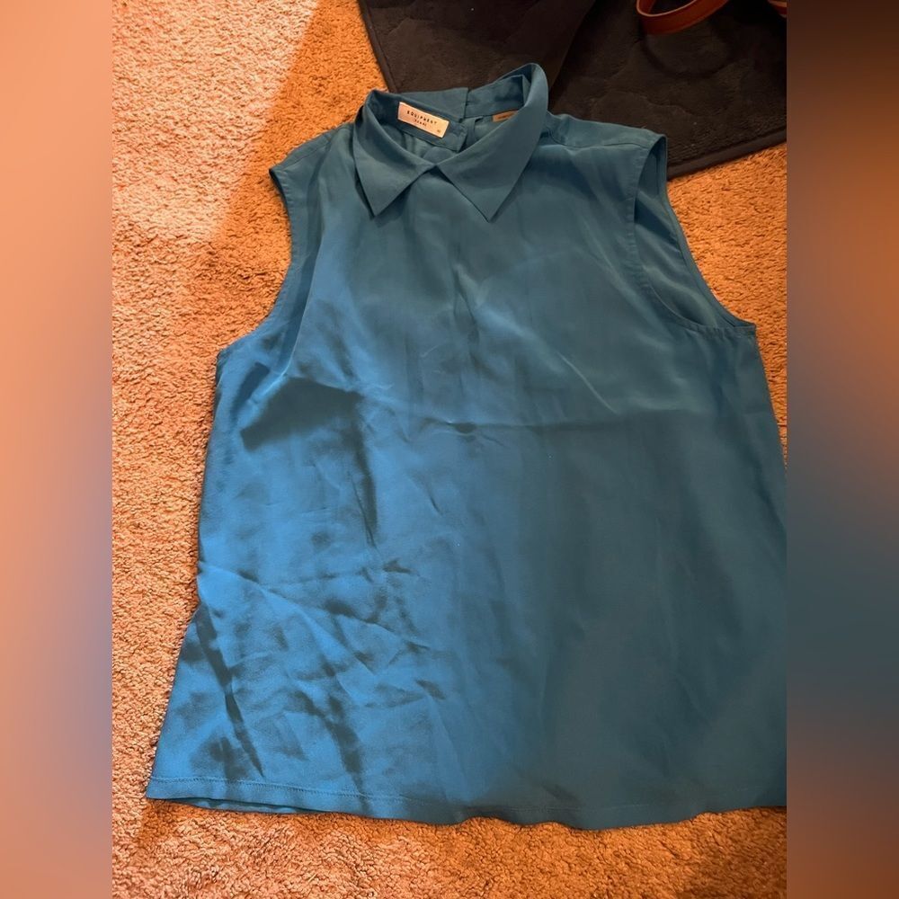 Equipment‎ xs blue silk blouse